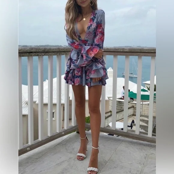 Michael Costello Pink and Blue Robe Intimates - Picture 10 of 13